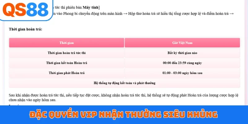 Đặc quyền VIP nhận thưởng siêu khủng